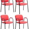 CLP 4er Set Besucherstühle Ken PRO Kunstleder Rot