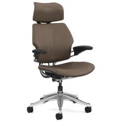 Null Humanscale Bürostuhl Leder Freedom Headrest F211AQ429N, Braun