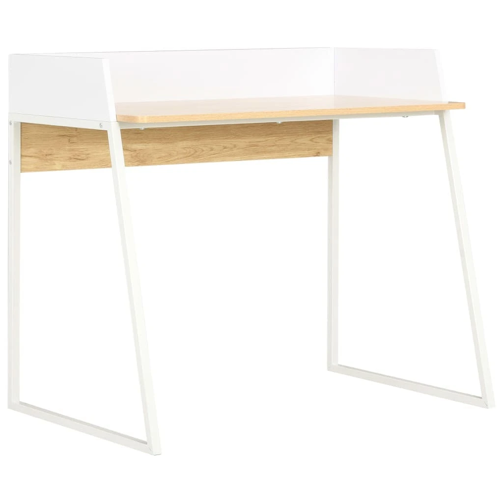 VidaXL Schreibtisch Weiß Und Eiche 90x60x88 Cm 3 VidaXL Schreibtisch Weiß Und Eiche 90x60x88 Cm