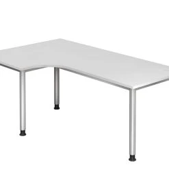 Lullmann Freiformtisch Helsinki - 680-760 X 2000 X 1200/800 Mm - 4-Fuß-Gestell - Weißaluminium/weiß