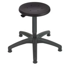 PROREGAL Drehhocker Memphis | PU-Sitz In Schwarz | Hebelauslösung | Bodengleiter | Fußkreuz