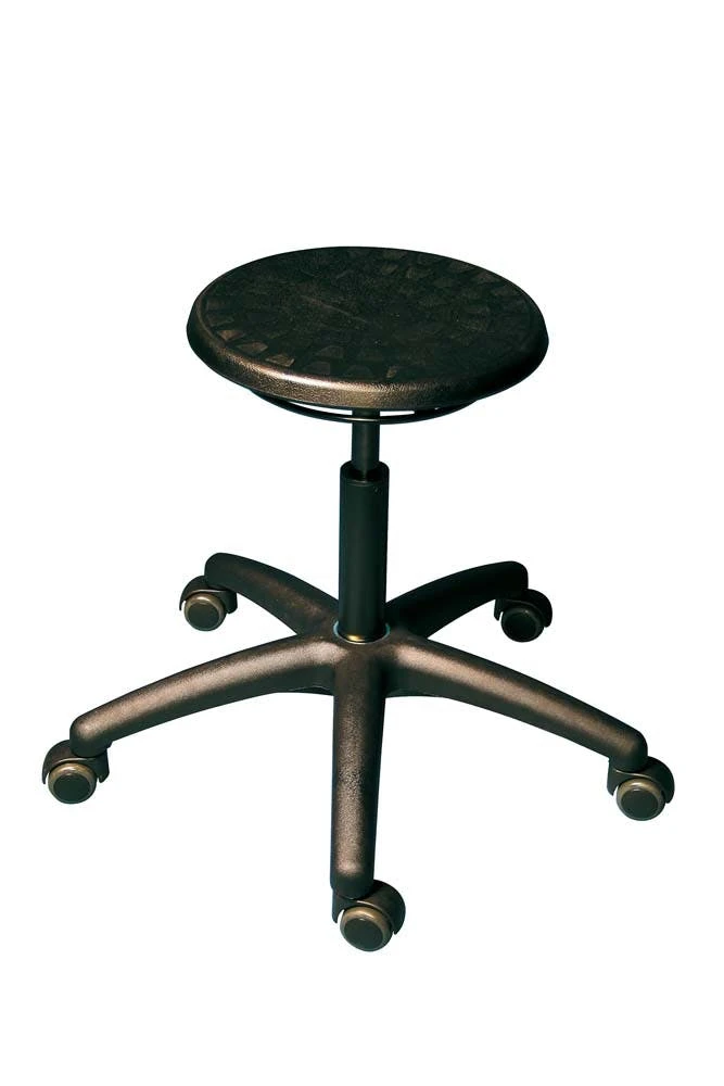 PROREGAL Drehhocker Memphis | PU-Sitz In Schwarz | Hebelauslösung | Bodengleiter | Fußkreuz 5 PROREGAL Drehhocker Memphis | PU-Sitz In Schwarz | Hebelauslösung | Bodengleiter | Fußkreuz – Bild 3