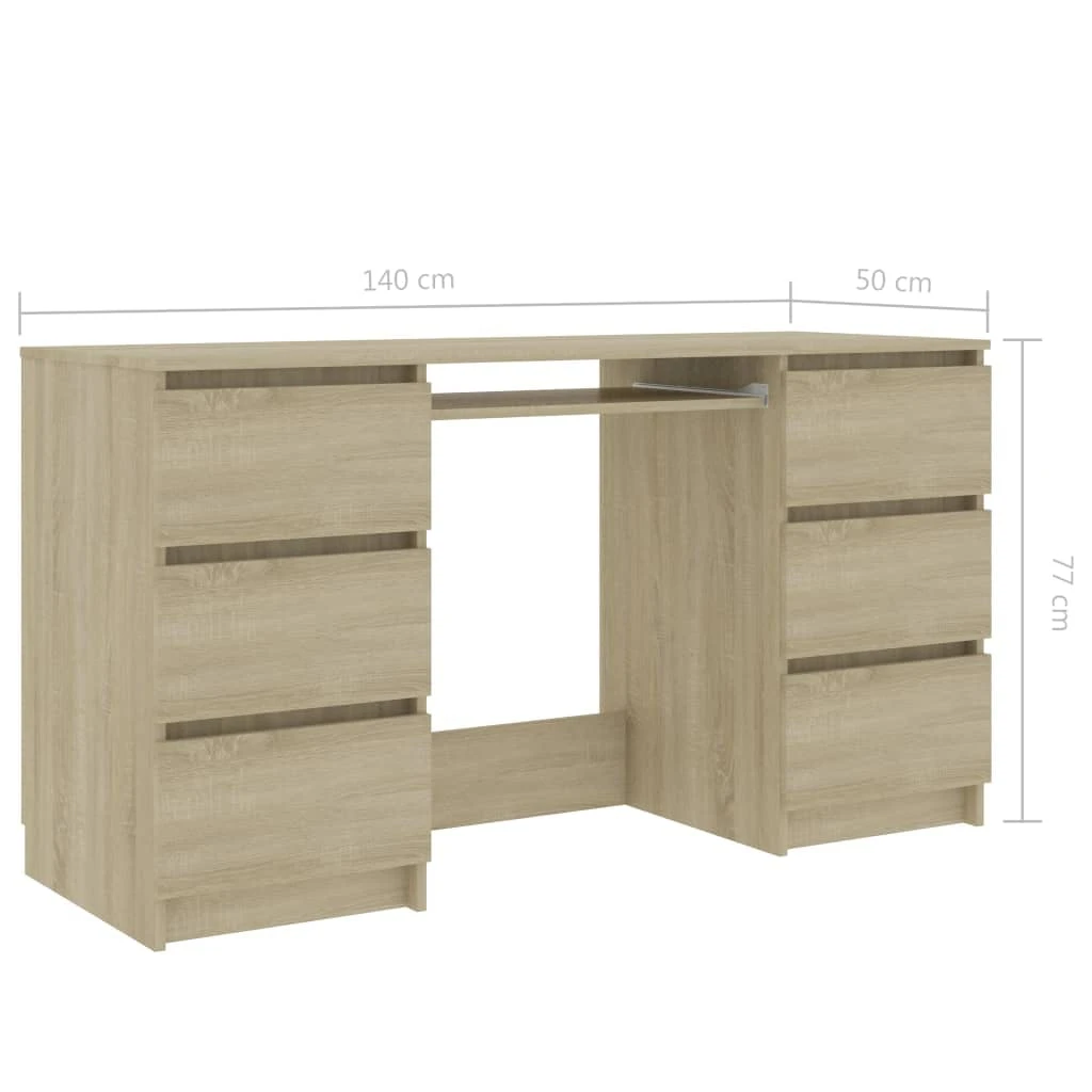 VidaXL Schreibtisch Sonoma-Eiche 140×50×77 Cm Spanplatte 8 VidaXL Schreibtisch Sonoma-Eiche 140×50×77 Cm Spanplatte – Bild 6