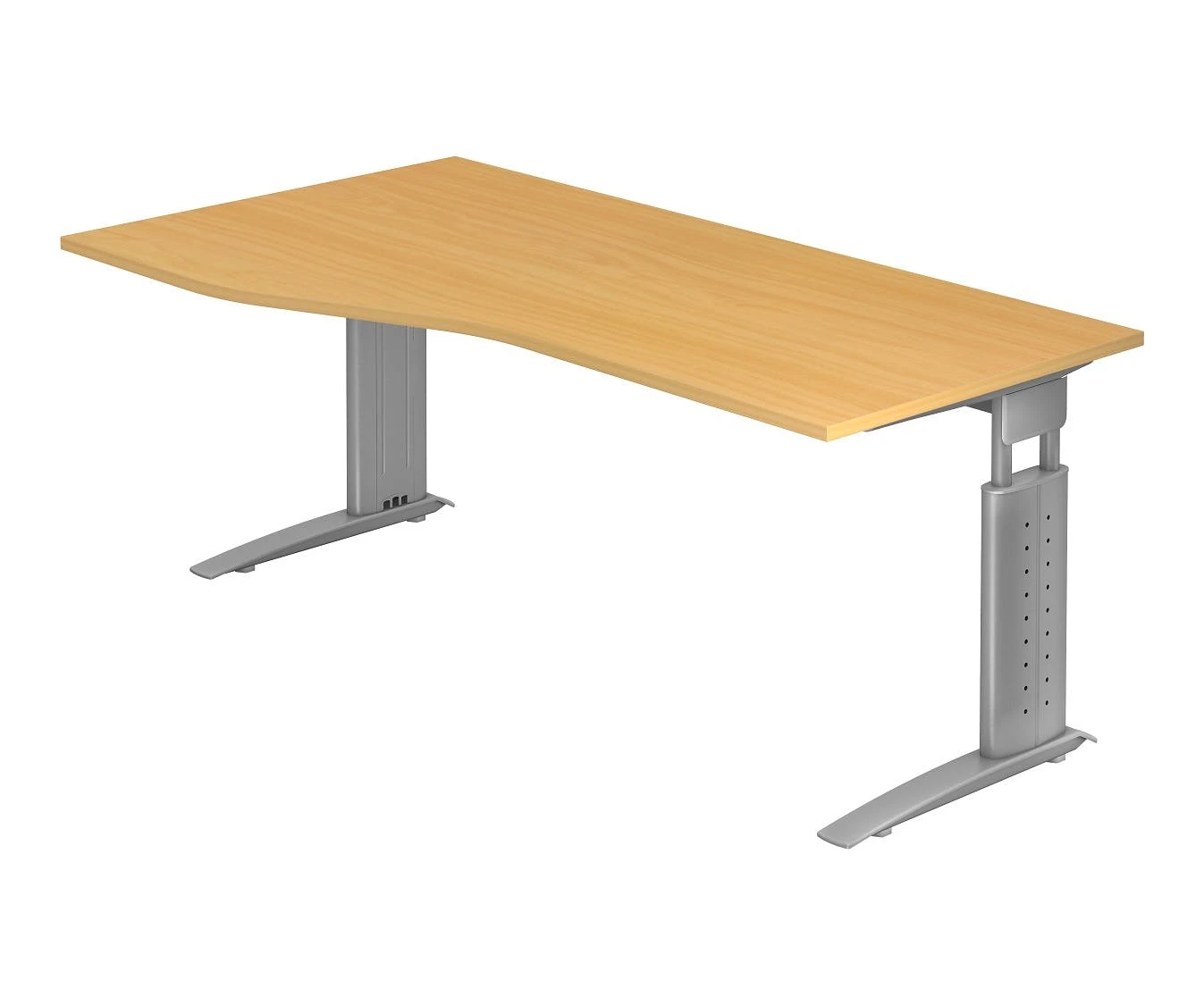 Lullmann Freiformtisch Canberra - 650-850 X 1800 X 1000/800 Mm - C-Fuß Design - Weißaluminium/ahorn 6 Lullmann Freiformtisch Canberra - 650-850 X 1800 X 1000/800 Mm - C-Fuß Design - Weißaluminium/ahorn – Bild 4