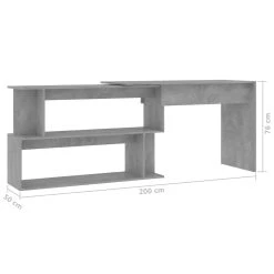 VidaXL Eckschreibtisch Betongrau 200x50x76 Cm Spanplatte -Konftel Geschäft 49684954 fd49 445a 957f b3170f18b66a