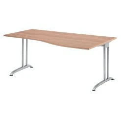 Lullmann Freiformtisch Quebec - 680-760 X 1800 X 1000/800 Mm - 4-Fuß-Gestell - Weißaluminium/nussbaum -Konftel Geschäft 5323d431 83bb 41a3 9031 b06bac5747d8 2