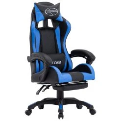 VidaXL Gaming-Stuhl Mit Fußstütze Blau Und Schwarz Kunstleder