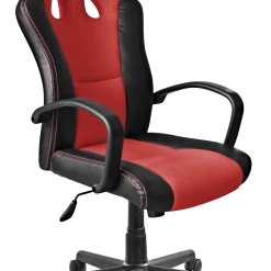 Null Chefsessel GX-A28D61, PU-Leder/ Kunststoff/ Nylon, 58.5 X 60 X 112.1 Cm, Mit Doppelrollen, Hohe Rückenlehne, Sitzhöhenverstellung, Schwarz/rot