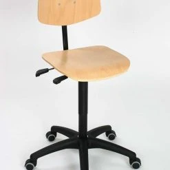 PROREGAL Arbeitsstuhl Arlington Mit Asynchron-Mechanik | Rollen | Holz-Buche