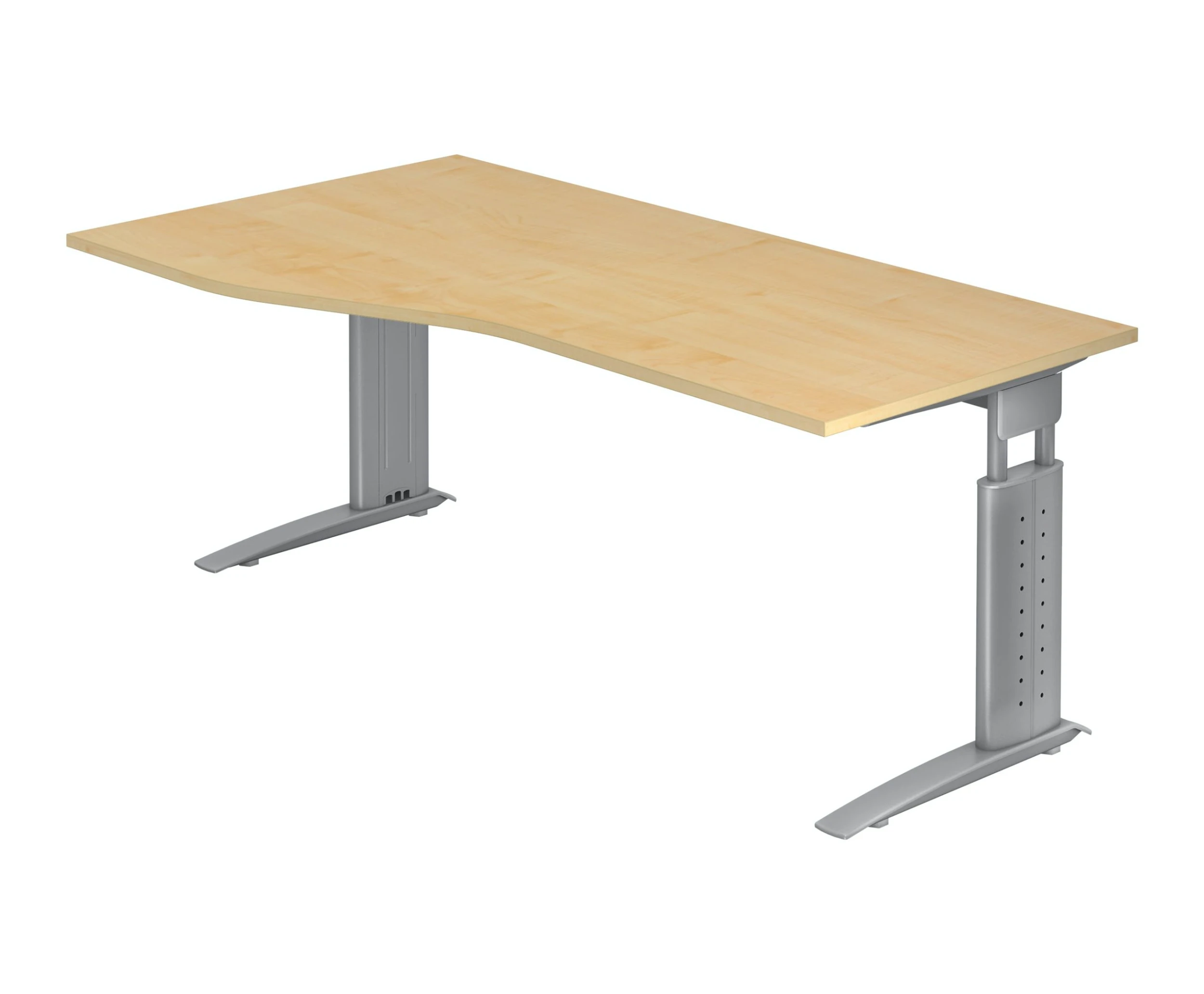 Lullmann Freiformtisch Canberra - 650-850 X 1800 X 1000/800 Mm - C-Fuß Design - Weißaluminium/ahorn 3 Lullmann Freiformtisch Canberra - 650-850 X 1800 X 1000/800 Mm - C-Fuß Design - Weißaluminium/ahorn