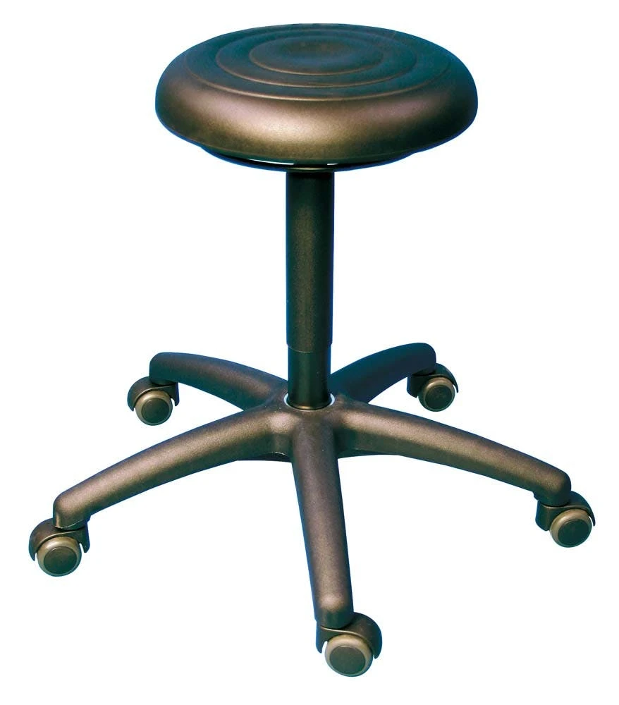 PROREGAL Drehhocker Memphis | PU-Sitz In Schwarz | Ringauslösung | Rollen | Fußkreuz 5 PROREGAL Drehhocker Memphis | PU-Sitz In Schwarz | Ringauslösung | Rollen | Fußkreuz – Bild 3