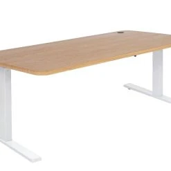 Null Schreibtisch HWC-D40, Computertisch, Elektrisch Höhenverstellbar 160x80cm 53kg ~ Braun Struktur, Weiß -Konftel Geschäft 6fc14c63 254f 4d09 b45f 073008348aec