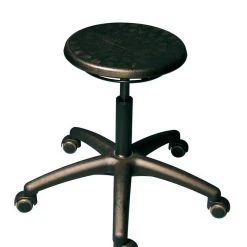 PROREGAL Drehhocker Memphis | PU-Sitz In Schwarz | Ringauslösung | Rollen | Fußkreuz