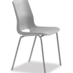 Null Kunststoffschalenstuhl, 4-Fuß Misty Grey, Sitz PP Misty Grey