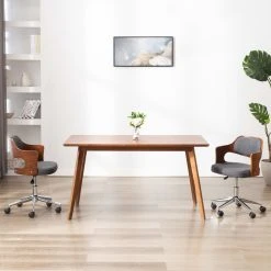 VidaXL Drehbarer Bürostuhl Grau Bugholz Und Stoff