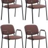 CLP 4er Set Besucherstühle Ken PRO Stoff Braun