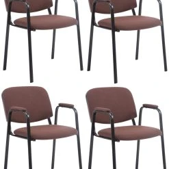CLP 4er Set Besucherstühle Ken PRO Stoff Braun