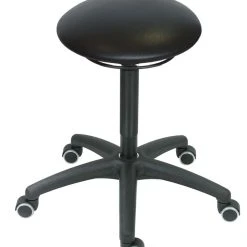 PROREGAL Drehhocker Memphis | Kunstleder Schwarz In Pilzform | Ringauslösung | Rollen | Fußkreuz