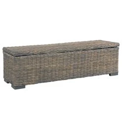 VidaXL Aufbewahrungsbox 120 Cm Grau Kubu-Rattan Und Massivholz Mango