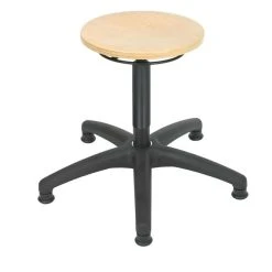 PROREGAL Drehhocker Memphis | Holz-Buche | Ringauslösung | Bodengleiter | Fußkreuz