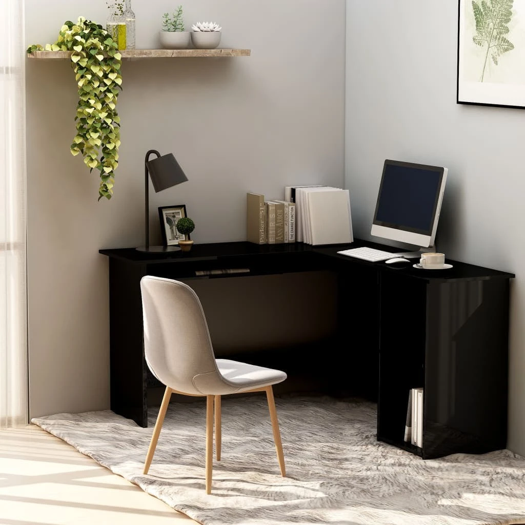 VidaXL Eckschreibtisch In L-Form Hochglanz-Schwarz 120×140×75 Cm 3 VidaXL Eckschreibtisch In L-Form Hochglanz-Schwarz 120×140×75 Cm