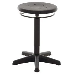 PROREGAL Platzsparender Hocker Fresno | PU-Sitz In Schwarz | Ringauslösung | Kleines Fußkreuz