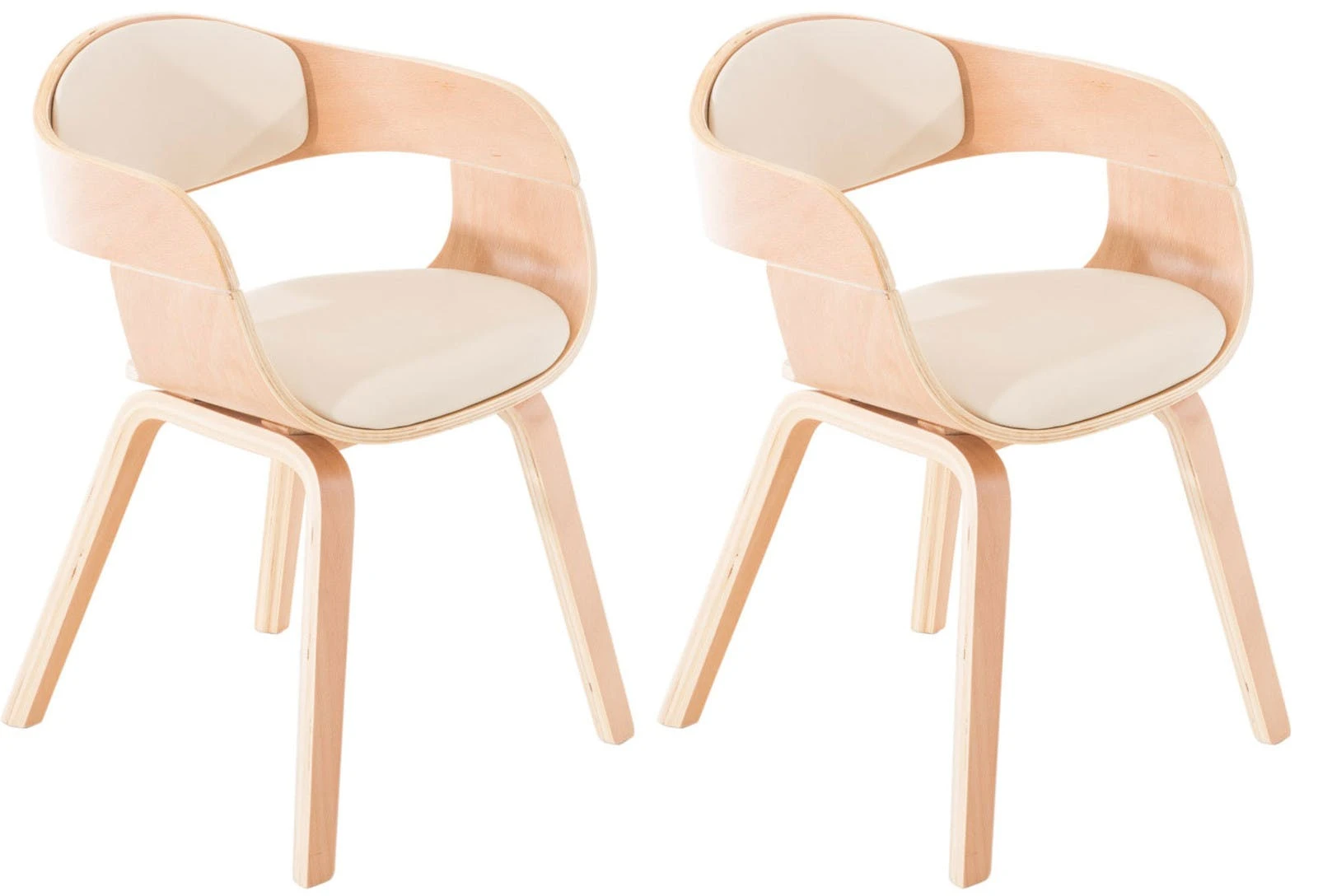 CLP 2er Set Stühle Burnley Kunstleder Creme 7 CLP 2er Set Stühle Burnley Kunstleder Creme – Bild 5