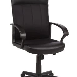 SIGMA Chefsessel EC21, Leder/ Mesh/ PP / Nylon, 61.5 X 64.5 X 107 Cm, Mit Gebremsten Doppelrollen, Hohe Rückenlehne, Sitzhöhenverstellung, Schwarz