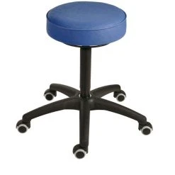 PROREGAL Klassischer Hocker Portland Mit Rollen | Kunstlederpolsterung In Hellblau | Breites Breites Fußkreuz