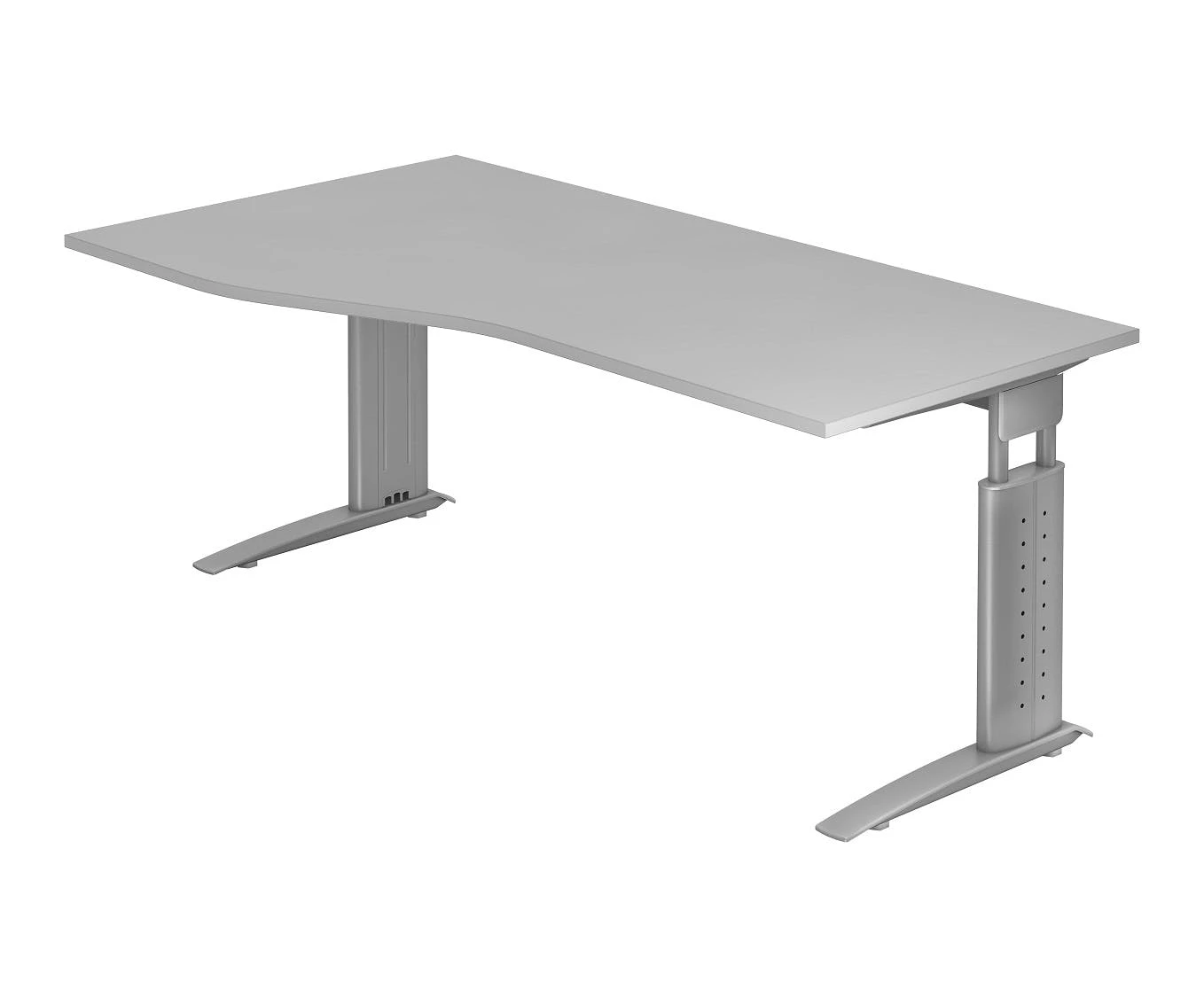 Lullmann Freiformtisch Canberra - 650-850 X 1800 X 1000/800 Mm - C-Fuß Design - Weißaluminium/ahorn 4 Lullmann Freiformtisch Canberra - 650-850 X 1800 X 1000/800 Mm - C-Fuß Design - Weißaluminium/ahorn – Bild 2