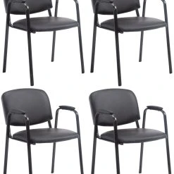 CLP 4er Set Besucherstühle Ken PRO Kunstleder Schwarz