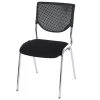 Null Besucherstuhl T401, Konferenzstuhl Stapelbar, Stoff/Textil ~ Sitz Schwarz, Füße Chrom