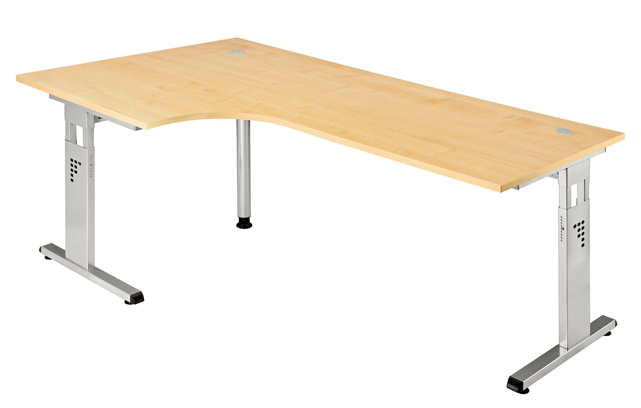 Lullmann Freiformtisch Osaka - 650-850 X 2000 X 1200/800 Mm - C-Fuß Design - Weißaluminium/ahorn 2 Lullmann Freiformtisch Osaka - 650-850 X 2000 X 1200/800 Mm - C-Fuß Design - Weißaluminium/ahorn